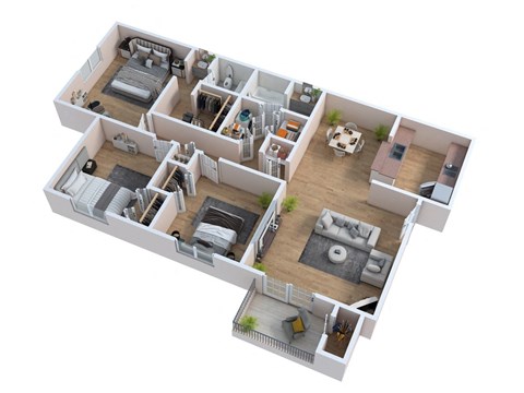 bedroom floor plan of a 2100 sq ft house